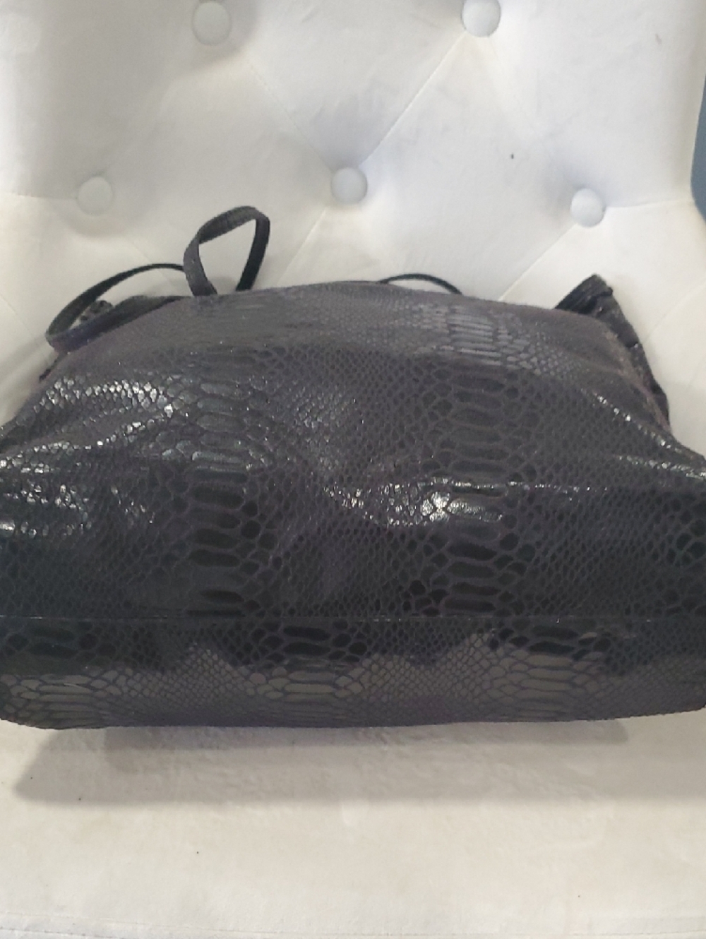 Cache Black Faux Snakeskin Tote with Long Shoulder Straps - Picture 13 of 14